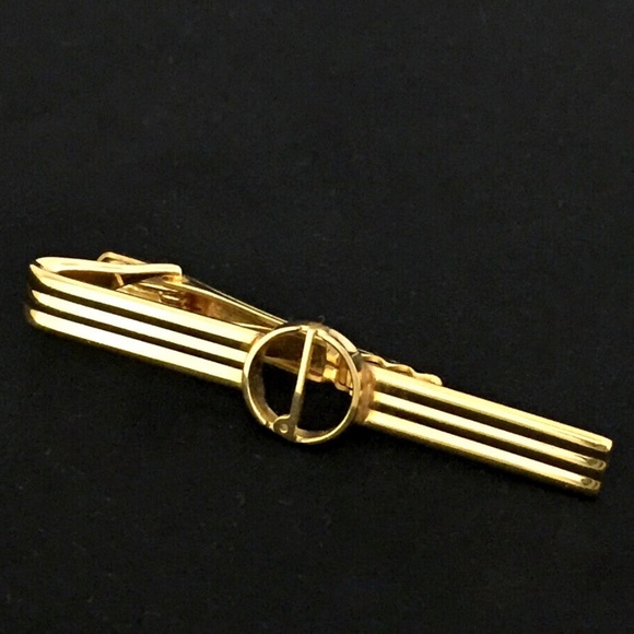 Dunhill D Logo Gold Tone  Metal Tie Clip Necktie Pin Bar Men Formal Jewelry Auth - Picture 2 of 15